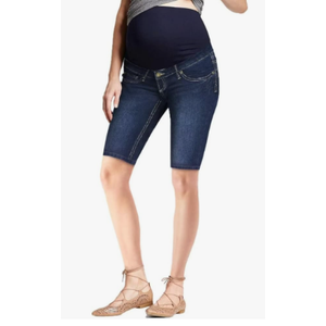 Women Super Comfy Stretch Maternity Bermuda Short Blue XL Bermuda-darkwash