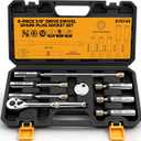 8-Piece 3/8" Drive Magnetic Swivel Spark Plug Socket Set, 5/8", 9/16", 14mm, 16mm, Include Ratchet Handle & Spark Plug Gapper, 6 & 12 Point CR-V Spark Plug Removal Tool