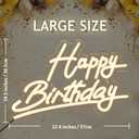 Large Happy Birthday Neon Sign, 12V LED Sign for Wall Decor (22.4 x 14.3 inches)