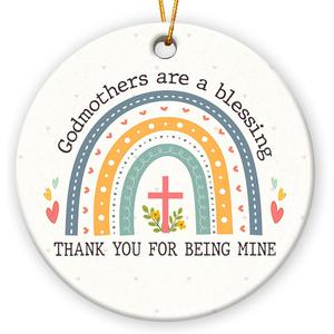 6 x Godmother Ornament 2025, Thoughtful Godmother Gifts from Godchild, Catholic Ornament for Women Men, Baptism Gifts for Friends Neighbors, Adorable Christmas Ornaments for Tree Decorations