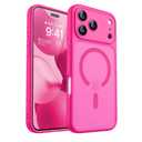 CANSHN Magnetic Compatible with iPhone 17 Pro Max Case, Upgraded [Full Camera Protection] [Compatible with Magsafe] [Translucent Matte] Shockproof Protective Phone Cover 6.9 Inch - Hot Pink