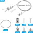PATIKIL Ceiling Hanging Wire Cable Kit, 1m/3.3ft 4 Set Adjustable Light Suspend Cable Kit Panel Hanging Rope Clamp Slotted Round Nail for Pendant Light Fitting Aquarium Lights, Style 1