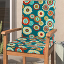 Magpie Fabrics Outdoor/Indoor High Back Square Corner Chair Cushion with Handle & Ties, Waterproof for Home Garden Balcony Patio Beach Swimming Pool, 45"x20"x3", Turquoise Green