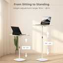 Portable Laptop Floor Stand, Bedside/Sofa Table with Height Adjustable 18''~48'', Sleek Wooden Lectern Standing Desk Mobile Podium for Home, Office, School, White