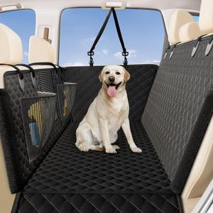 Zanch 2025 Upgrade Dog Car Seat Cover - 100% Waterproof Anti-Scratch, Passenger Friendly Back Seat Protector, Nonslip Pet Hammock with Durable Velcro Side Flap for Cars, SUV, Trucks, Standard-Black