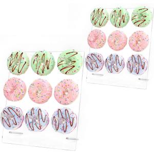 YestBuy Acrylic Donut Wall Display Stand, 2 Sets Square Clear Donut Stands, Clear Bagels Holders Up to 54 Donuts for Christmas, Wedding Birthday Treat Parties,Children's Birthday