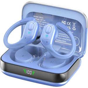 Wireless Earbuds Bluetooth 5.4 Headphones, Noise Canceling Ear Buds with 75hr Playtime, LED Power Display, IPX7 Waterproof Earphones Over-Ear Earphones for Sports/Workouts