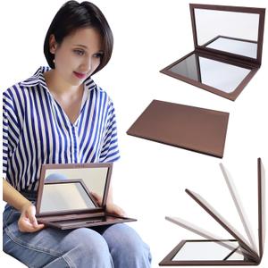 Adjustable Face Down Mirror for Vitrectomy Recovery - 10" x 7", Brown, Watch TV During Eye Surgery Recovery