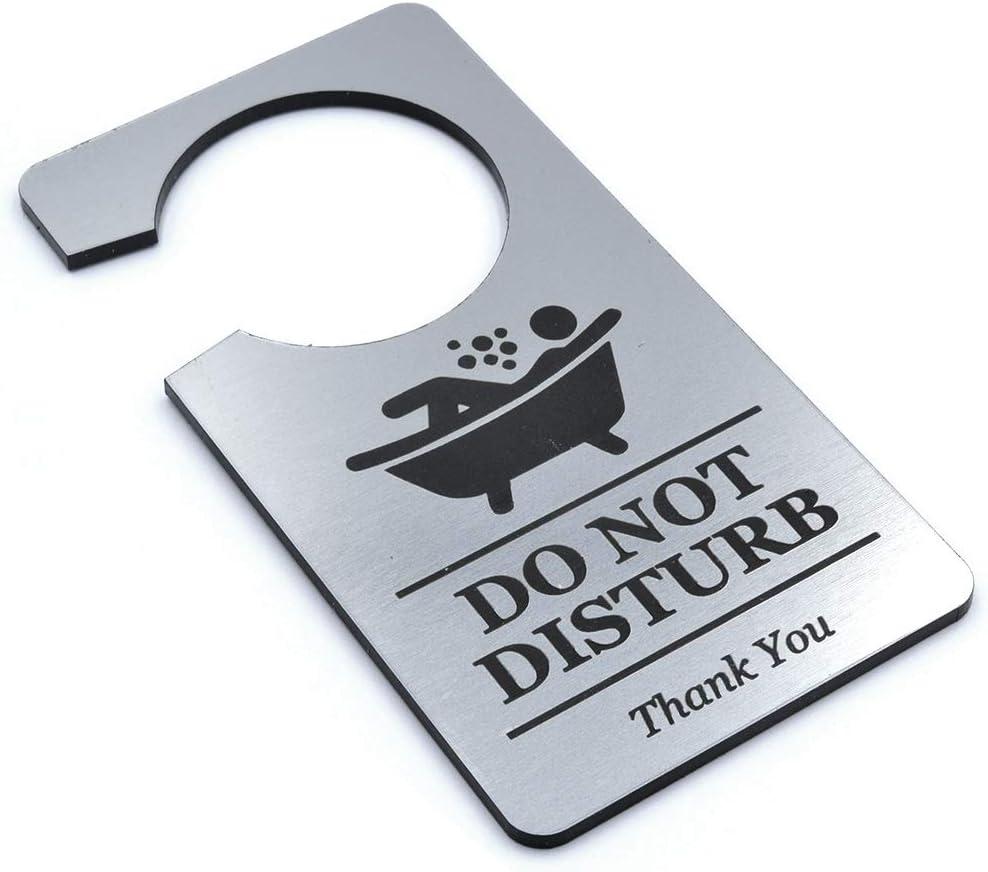 Silver 'In Bath' - Bathroom in use - Do Not Disturb, Door Sign, Door Hanger Sign. Perfect for use at home to stop intruders whilst bathing.