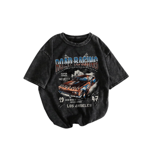 Men's Graphic Oversized Short Sleeve Tee Shirt Y2K Vintage Cool Acid Wash Streetwear T-Shirts, Size XL
