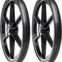 2 Pcs 20" Flat Free Tires Polyurethane Non-inflated Tires Wheels, 20x2 Inch Tire with 3/4 Ball Bearings, 2.44" Centered Hub for Wheelbarrow, Garden Carts, Garden Trailers, Roofing Equipment