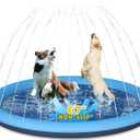 Dog Splash Pad, 67" Non-Slip Thickened Sprinkler Pool, Summer Outdoor Pet Water Play Mat, Splash Pad for Dogs & Kids (Blue-round)