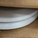 Mayfair Ashton Easy to Clean Single Hinge Toilet Seat, Modern Slow Close Wood Toilet Seat, Made in USA, Elongated, White