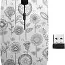 2.4GHz USB Wireless Mouse, Boho Zentangle Pattern, Ergonomic Slim Computer Mice for Kids