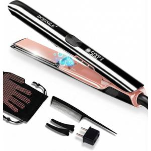 DORISILK 500 Degree High Temp Professional Hair Straightener30s Fast Heating Ceramic Flat Iron 2 in 1 Hair Straightener and CurlerPlasma Flat Iron Get Frizz-Free Dual Voltage for Travel Using