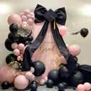 2026 Large Black Bow Graduation Porch Decoration 26 x 59 Inch Coquette Black Ribbon Bow Party Decorations Giant Congrats Grad Backdrop Wall Decor for Graduation Entryway Outdoor Party Decorations
