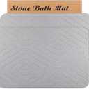 Stone Bath Mat, 2 Pack Diatomaceous Earth Shower Mat, Non-Slip Super Absorbent Quick Drying Bathroom Floor Mat, 24x15, Light Grey