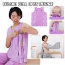 DURASIKO Post Shoulder Surgery Shirt,Sides and Full Arm Opening,Snap Open Tearaway Shirt,Soft Cotton Material,Chemo Clothing for Home Care/Post Surgery/Dialysis/Elderly/Fracture/Disability/Rehab Pink
