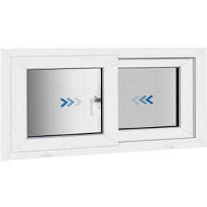 NOOTA Basement Window 32" x 14" Double Tempered Glass, Removable Flange, Vinyl Sliding WindowWhite | Sliding window