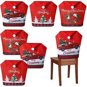 6 Pcs Christmas Chair Covers Santa Hat Red Slipcovers Chair Back Covers Xmas Chair Covers Decoration for Home Dinner Christmas Banquet Party Festival Decor, 23.6 x 19.6 Inch