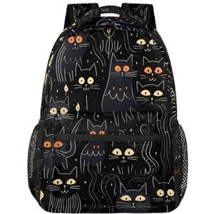 Lightweight School Backpack, Black Cats Large Capacity Bookbag, Waterproof Travel Bag Casual Daypack for Men Women Adults