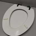 Mayfair Bennett Toilet Seat with Matte Black Hinges, Slow Close Wood Seat, Secure Metal Hinges, Easy Install, Made in USA, Elongated, White