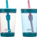 Contigo Kids Spill-Proof 14oz Tumbler with Straw and BPA-Free Plastic, Fits Most Cup Holders and Dishwasher Safe, 2-Pack Strawberry Cream & Blue Raspberry