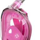 Full Face Snorkel Mask with Dry Snorkel, 180° Panoramic View Diving Mask, Anti-Leak Anti-Fog Scuba Mask Snorkel Swimming Mask for Adults Pink