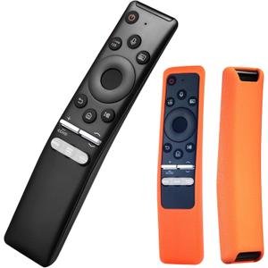 Replacement Remote for Samsung TVs with Voice Search Function and Silicone Case Compatible with UHD Neo QLED OLED 4K and 8K Smart TVs (Orange)