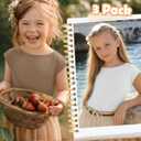 Oakgarden 3 Pack Girls' Cap Sleeve Shirts | Kids, Summer, Boat Neck, Loose Fit, Tops, Casual, Basic, Solid, Cute Tees, 5-14 Years
