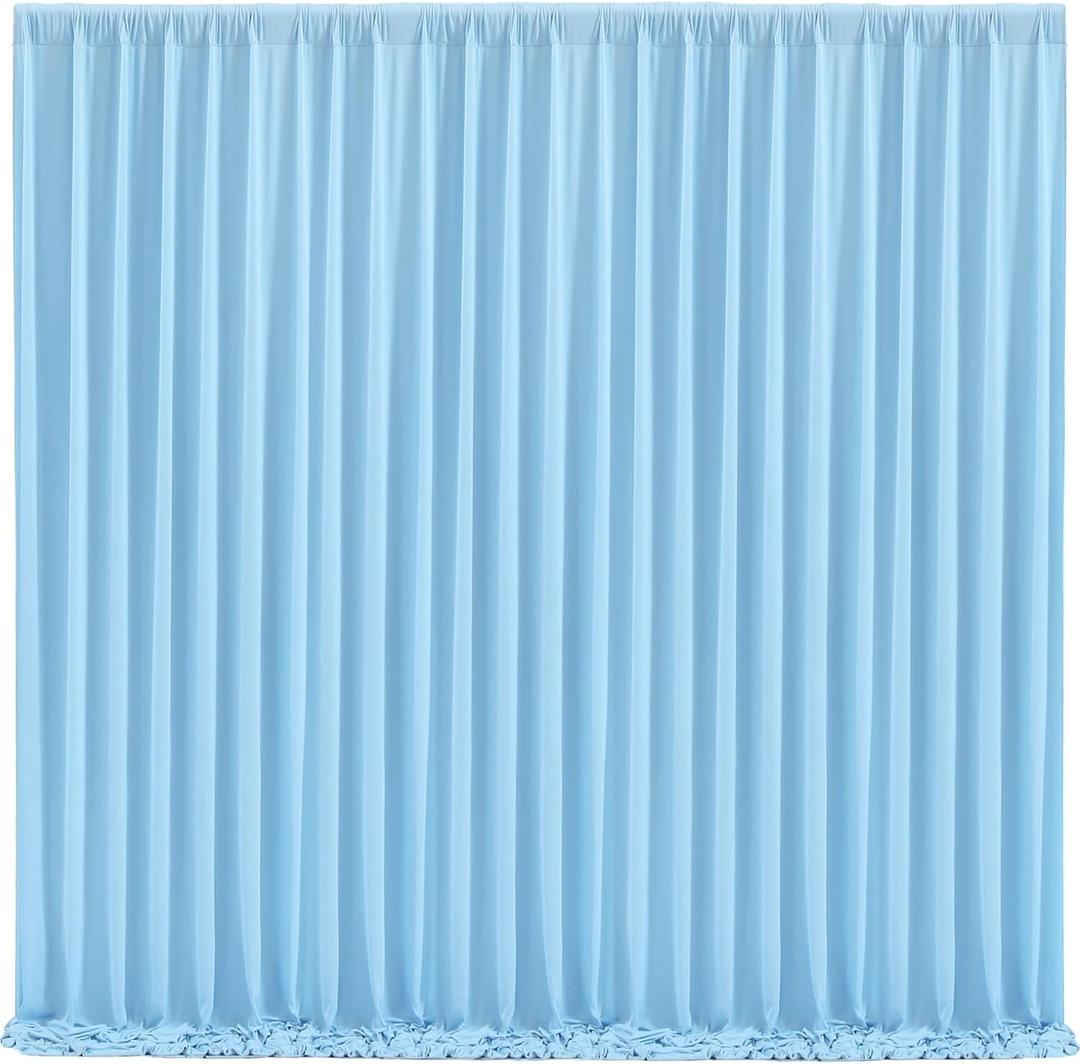 Blue Backdrop Curtains 4 Panels - Wrinkle-Free Light Blue Curtains Polyester Photography Drapes Photo Background for Baby Shower Birthday Party Decorations- 16 X10FT (Blue)