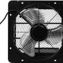 14'' Wall Mounted Shutter Exhaust Fan, Attic Fan with Thermostat, Wall Mount Ventilation and Cooling, 36W, 1294 CFM, Aluminum Blades, for Garage, Greenhouse, Attic, Shed, Shop, Black