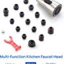 J-HVA Pull Down Kitchen Faucet Sprayer Head Replacement Part with 15 Adapters, 3 Function Pull Out Sink Sprayer Replacement Nozzle, Kitchen Faucet Head Hose Spray Tap Spout, Brushed Nickel