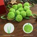 12Pcs Lime Green Christmas Ornaments Furry Ball Christmas Tree Decorations Faux Fur Balls Hanging Decor Xmas Home Party Supplies