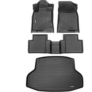 HAFIDI Floor Mats & Cargo Liner Set Fit for 2016-2021 Honda Civic Sedan & 2017-2021 Civic Si (Not for Hatchback/Coupe/Type R) All Weather TPE Car Full Set Floor Liners Custom Accessories - Black
