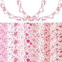 600 Pcs Mother's Day Paper Chain Garland Kit, Decorative Patterned Strips for DIY Paper Chain Crafts, Pink Floral Heart Designs for Party Home Spring Decorations
