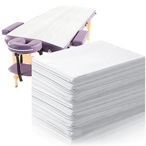 Tatuo 50 Pieces 31 x 70 Inches Disposable Bed Sheets Waterproof Bed Cover Massage Table Sheet Non-woven Fabric for Spa, Lash, Beauty Salon, Waxing, Hotels(White)