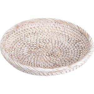 Hipiwe Small Key Basket Bowl for Entryway 7.6Inch Round Woven Wicker Basket Fruit Serving Tray Woven Basket Wall Decor, Rattan Organizer Basket for Keys Wallet Cell Phone, Whitewash USSN202307ZKT