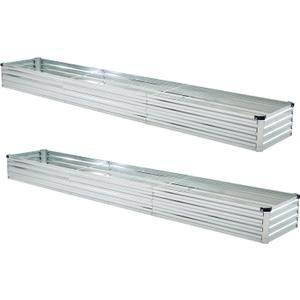 12x2x1ft(2 Pack) Galvanized Raised Garden Bed,Outdoor Planter Box Metal Patio Kit Planting Bed for Vegetables Flowers and Succulents,Silver