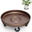 Plant Stand Rolling Plant Caddy With Wheels, 17 inch Plant Saucer With 360 Lockable Wheels, 440 LB Capacity Metal Rolling Plant Cart for Heavy Duty Planter, Rustproof Plant Dolly for Outdoor/Indoor