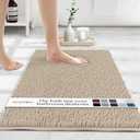 MAYSHINE Plush Shaggy Chenille Bath Mat | Extra Soft, Super Absorbent, Non-Slip Bathroom Rug | Fluffy Microfiber, Area Rug Sets for Bathroom Floor, Kitchen, Living Room | 32"x20" | Beige
