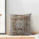 AEIOAE Boho Pillow Covers 18x18 Inch Set of 2,Brown Beige Carpet Pattern Throw Pillows Case,Ethnic Design Retro Outdoor Decorative Square Linen Farmhouse Decor Cushion Covers for Home Sofa Couch
