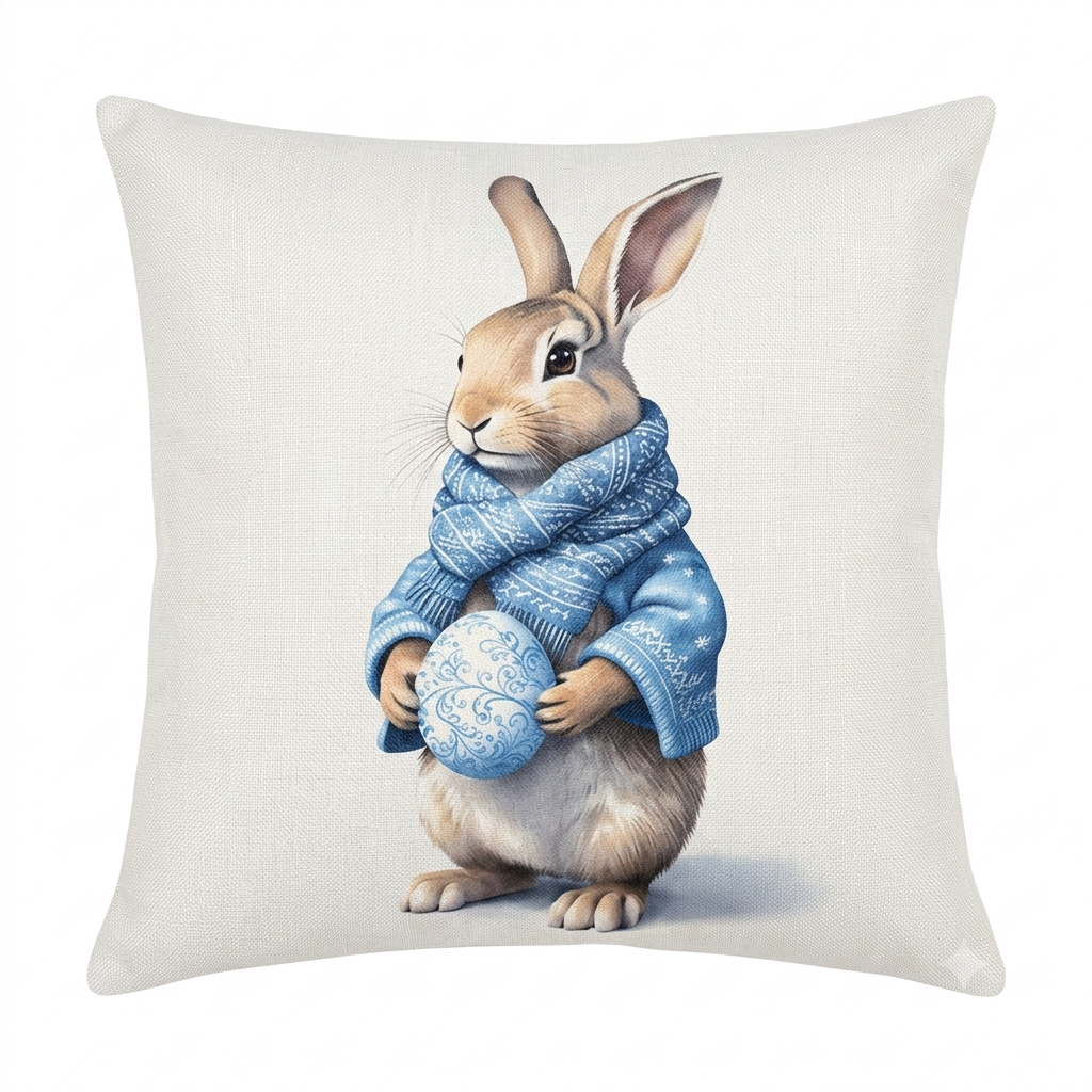 Doobicy Easter Bunny Pillow Covers, Set of 2, 18x18, Easter Egg Watercolor Rabbit Double Sided Print Cushion Covers Spring Indoor Outdoor Bedroom Sofa Decor Cute Farmhouse Easter Gift