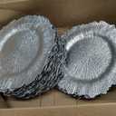 Silver Charger Plates Bulk 100Pcs, 13" Reef Chargers for Wedding