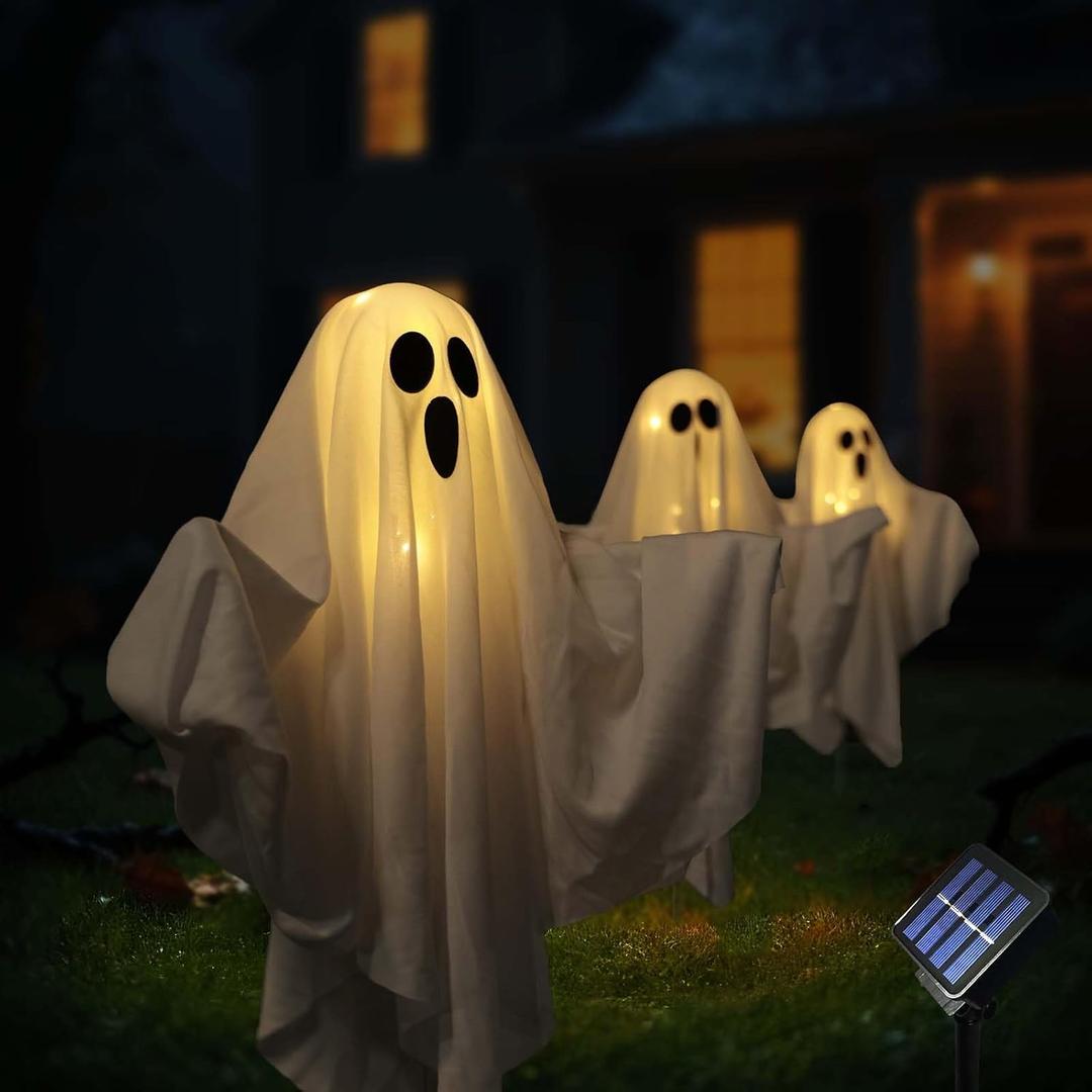 Halloween Decorations Solar Halloween Ghost Lights 3 Pack
