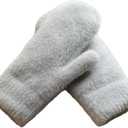 IZUS Women Winter Warm Cold-Weather-Mittens Acrylic-Wool Thick-Knitted-Crochet-Gloves Spring S/M (Gray)