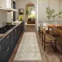 Washable Kitchen Rug Runners for Hallways: 2'x6' Bedroom Runner Rug Non Slip Low-Pile Stain Resistant Soft Carpet Runner for Indoor Entryway Hallways Kitchen Laundry Room Beside Farmhouse (Beige and Brown)