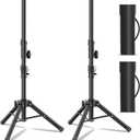 Small Speaker Stands 2 Pack, 24-50 Inch Height Adjustable Speaker Tripod Stand Pair, Lightweight 35mm Compatible Insert, Support 55 LB with 2 Storage Bags