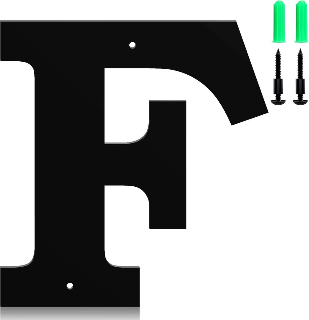 4 Inch Floating Metal House Numbers and Metal letters, Black Modern Door Number and Address letter, for Home Office Street Apartment Outside(F)