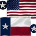 3x5 Ft Texas State and USA American Flags Combo Pack, State TX and US Embroidered Stars 210D Nylon Flag with Brass Grommets Vivid Color,for Outdoor and Indoor Use
